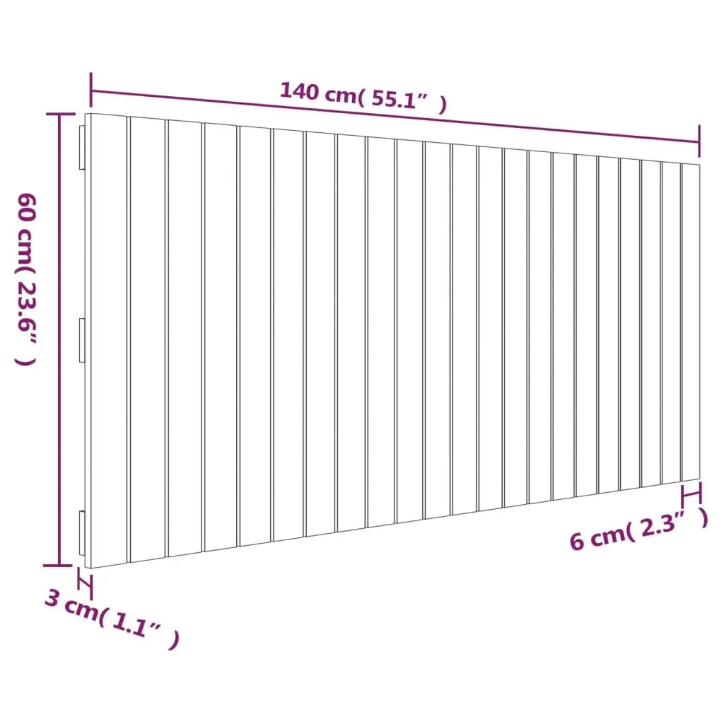 Solid Pine Wall Headboard 140 cm for Bedrooms