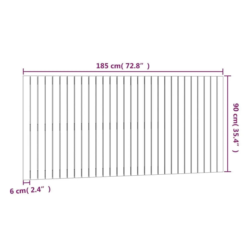 Wall-Mounted Headboard 185cm Solid Pine Brown