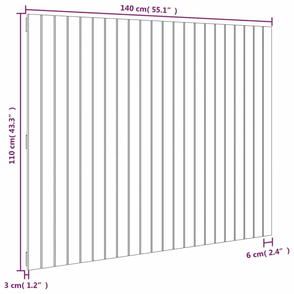 Solid Pine Wood Wall Headboard 140 cm