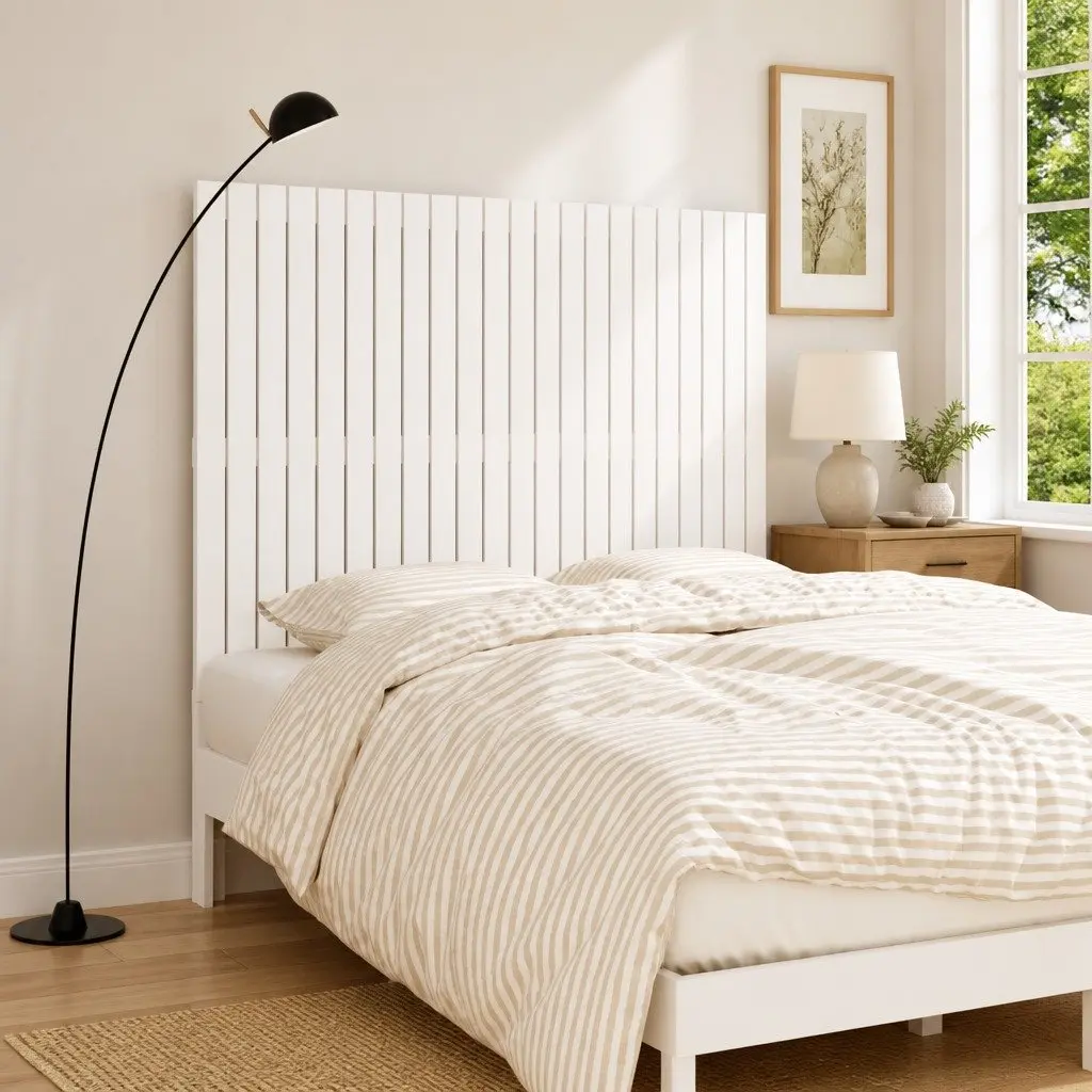 White Wall Headboard 140cm Solid Pine Wood