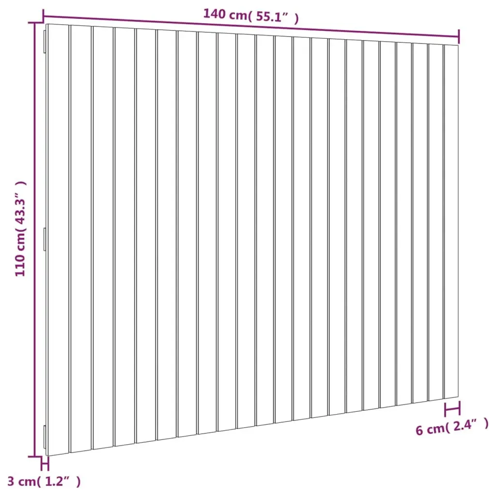White Wall Headboard 140cm Solid Pine Wood