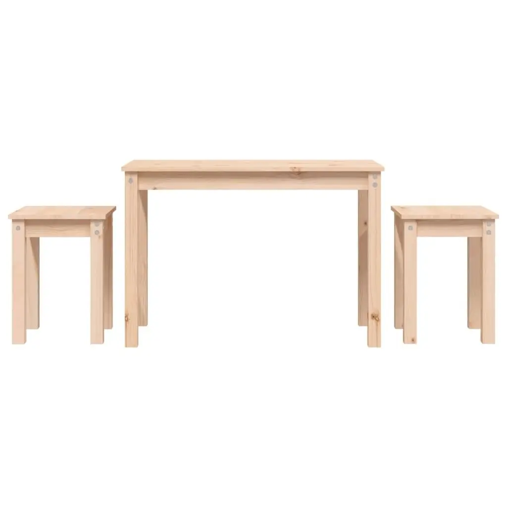 Set of 3 Sturdy Pine Wood Nesting Tables for Living Spaces