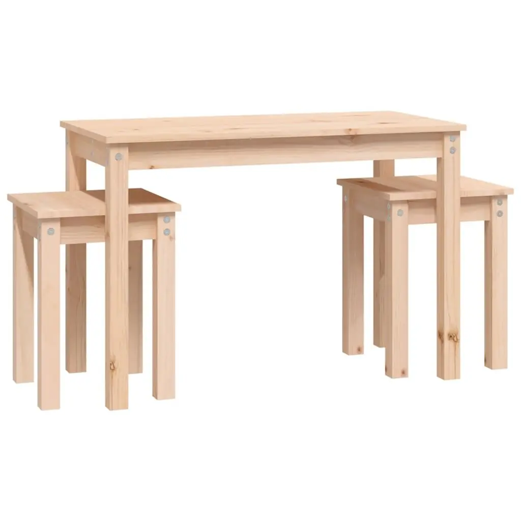 Set of 3 Sturdy Pine Wood Nesting Tables for Living Spaces