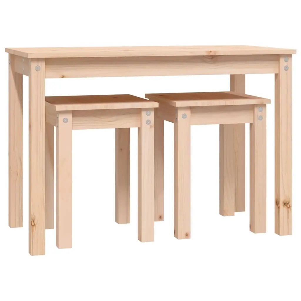 Set of 3 Sturdy Pine Wood Nesting Tables for Living Spaces