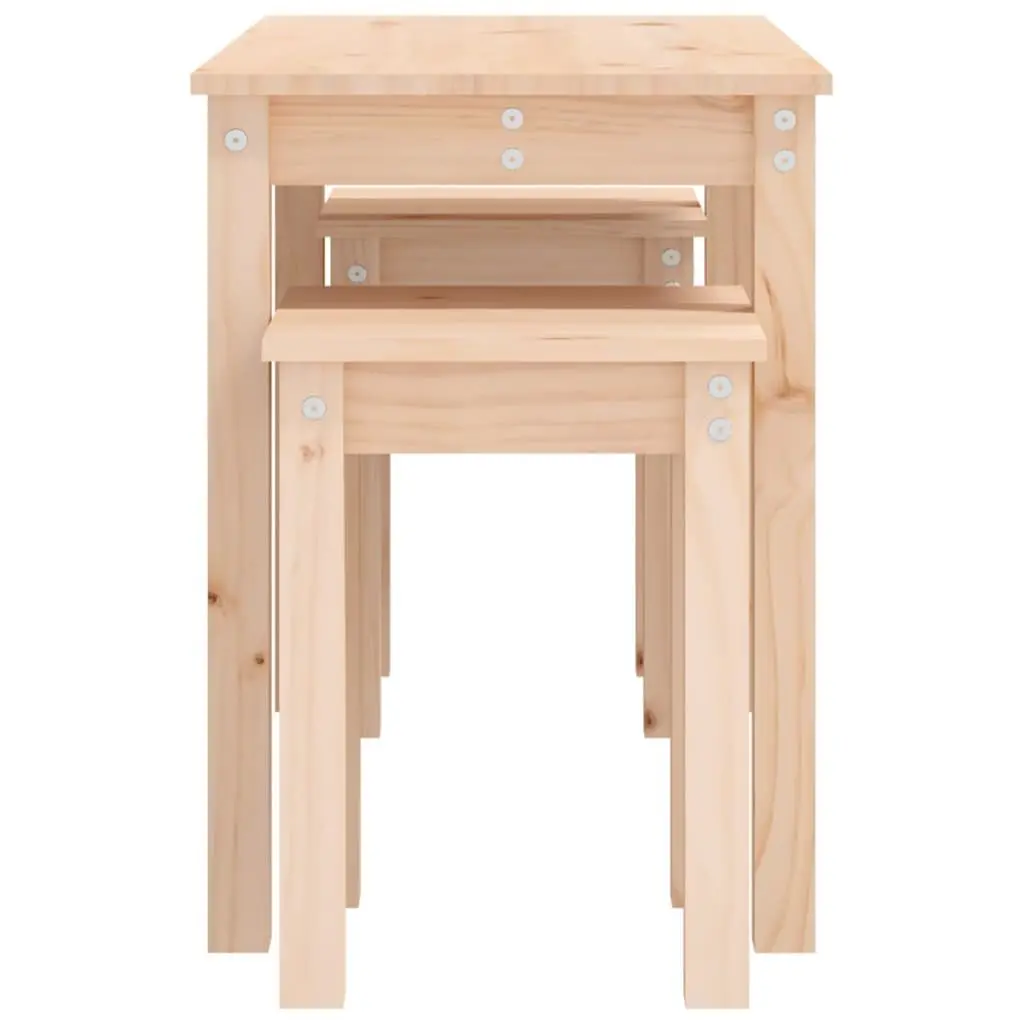 Set of 3 Sturdy Pine Wood Nesting Tables for Living Spaces