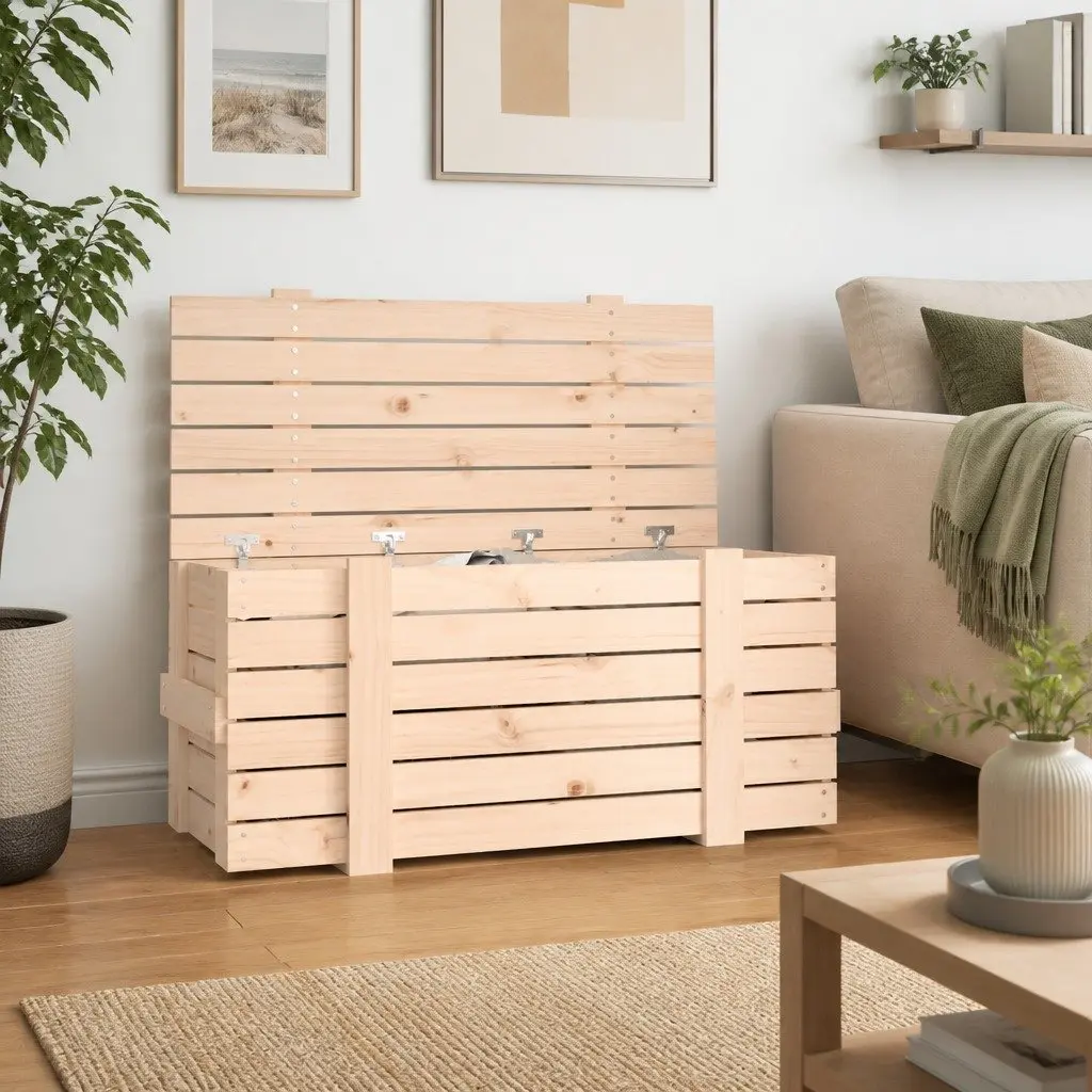 Wooden Storage Box 91x40.5x42cm Brown Solid Pine
