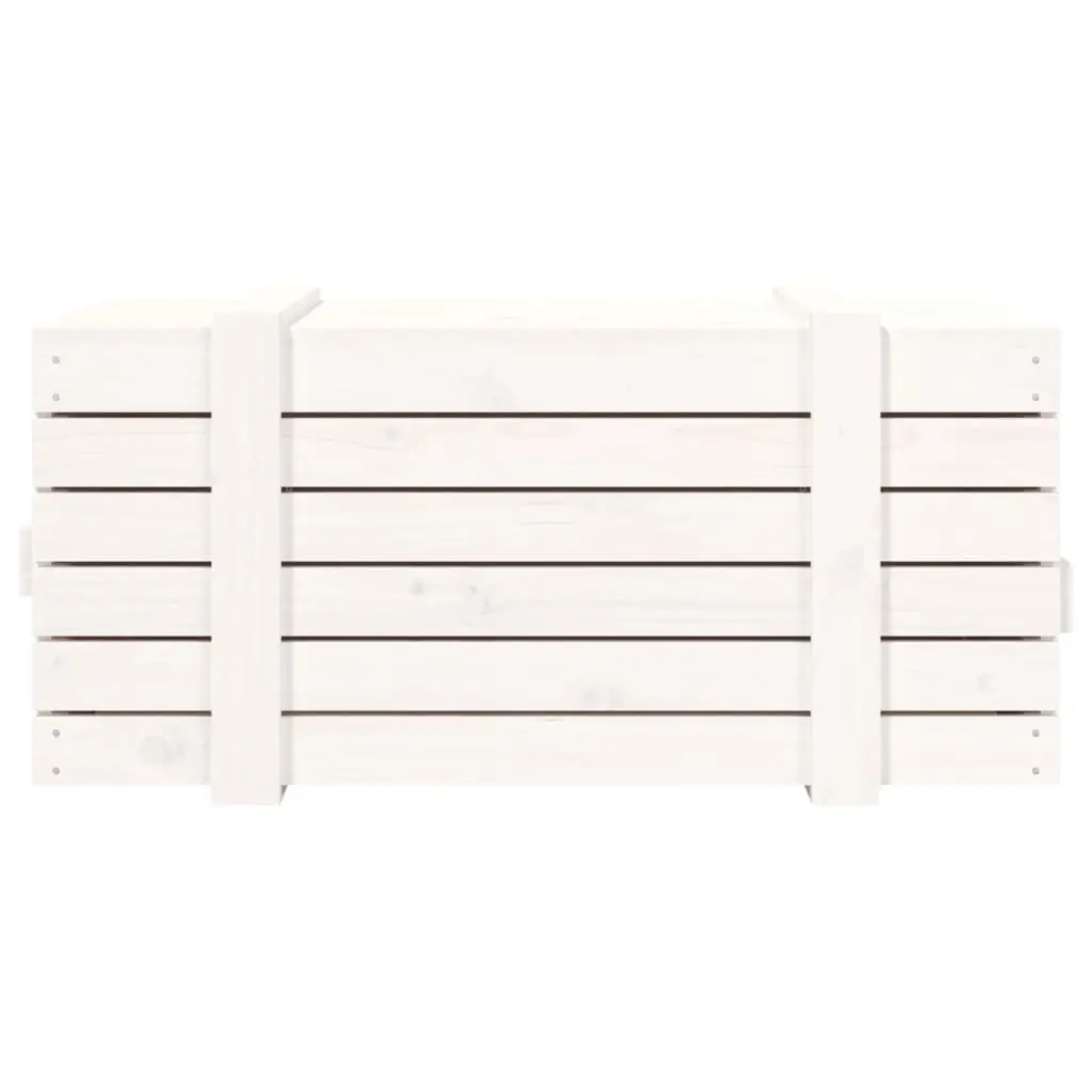White Solid Wood Pine Storage Box with Hinged Lid
