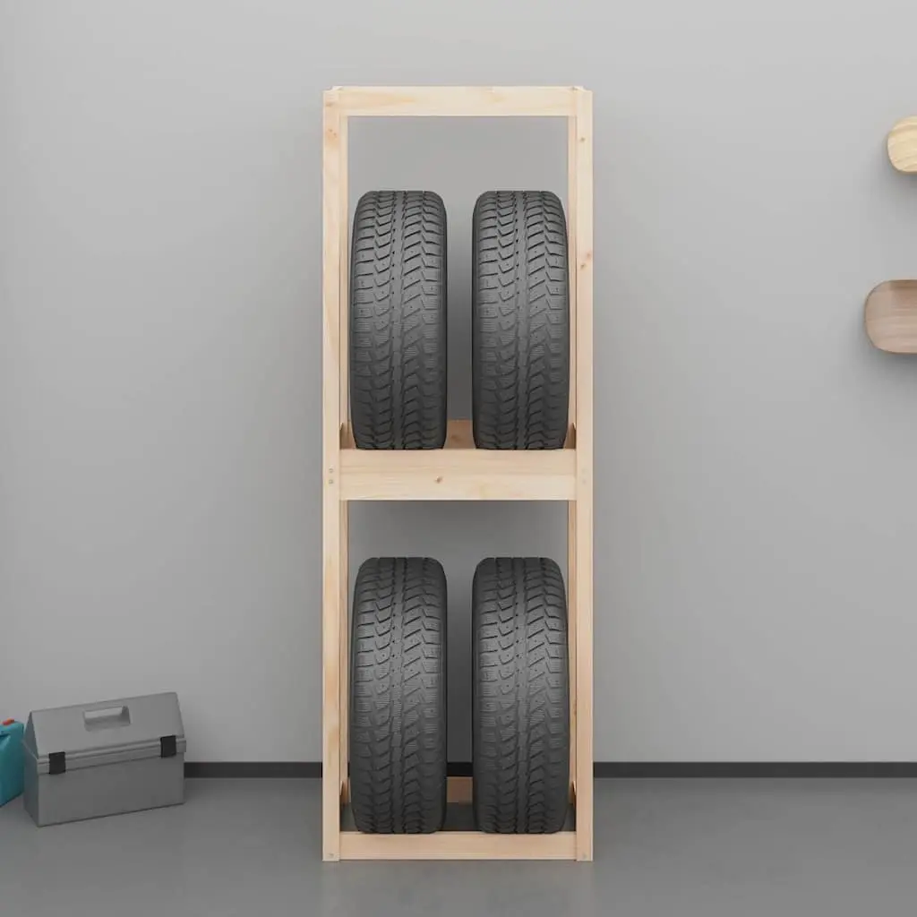 Solid Pine Wood Tire Rack for Storage