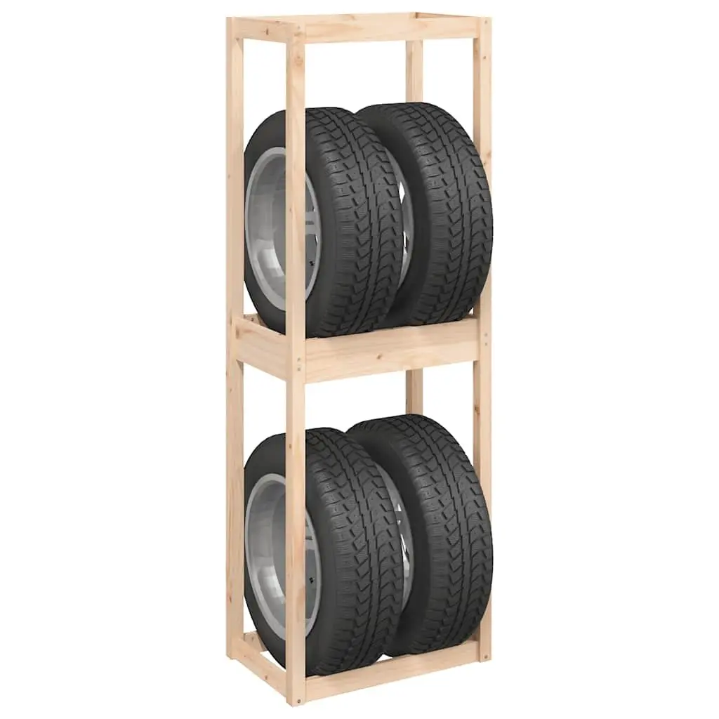 Solid Pine Wood Tire Rack for Storage