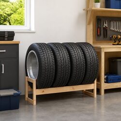 Solid Wood Tire Rack Storage Shelf for Workshop 120x40x40cm
