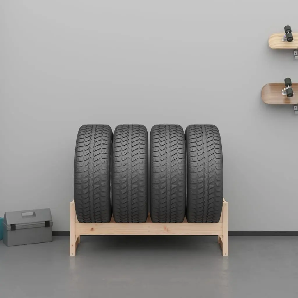 Solid Wood Tire Rack Storage Shelf for Workshop 120x40x40cm