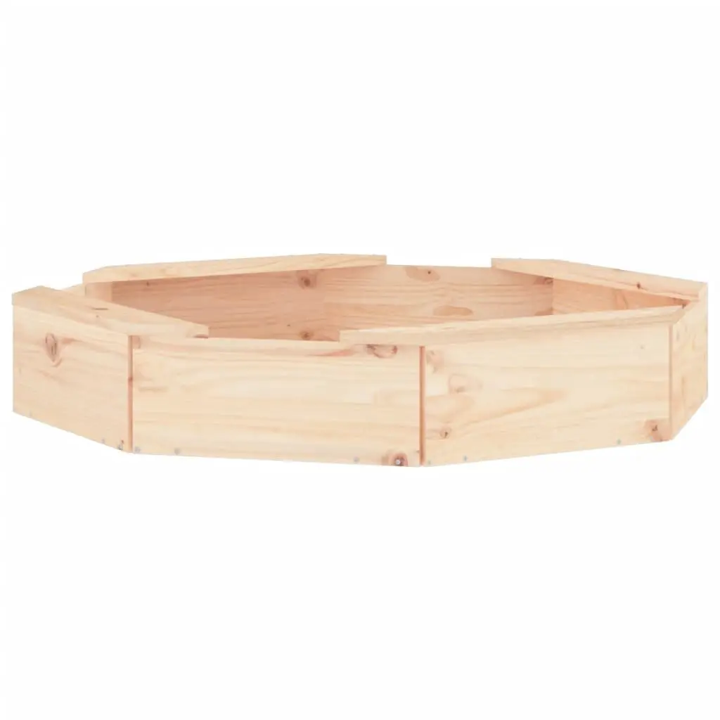 Wooden Sandbox Octagon Solid Pine Brown with 4 Seats