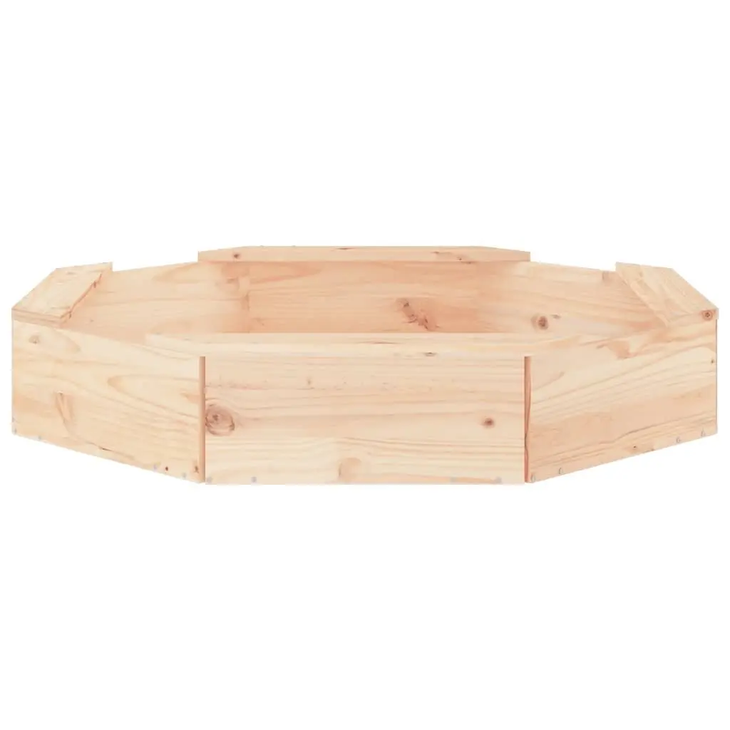 Wooden Sandbox Octagon Solid Pine Brown with 4 Seats