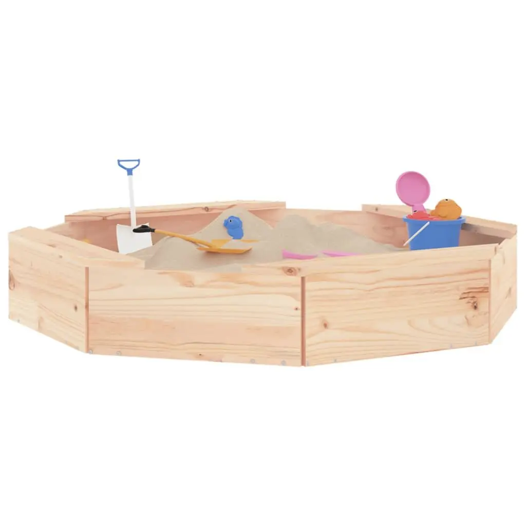 Wooden Sandbox Octagon Solid Pine Brown with 4 Seats
