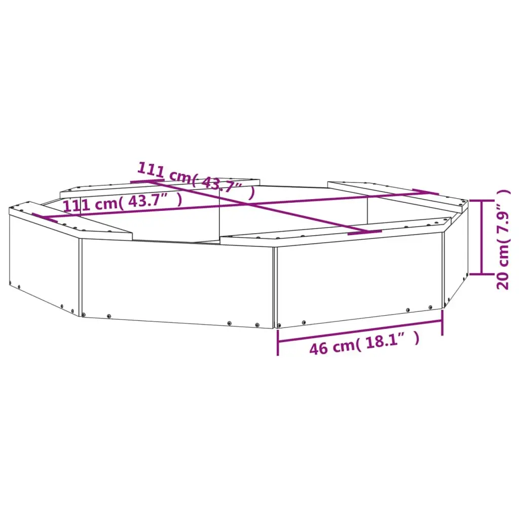 Wooden Sandbox Octagon Solid Pine Brown with 4 Seats
