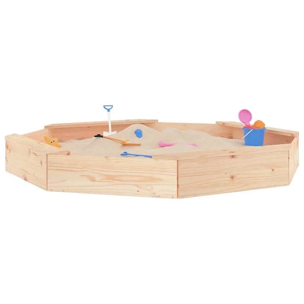 Octagon Wooden Sandbox with Integrated Seating