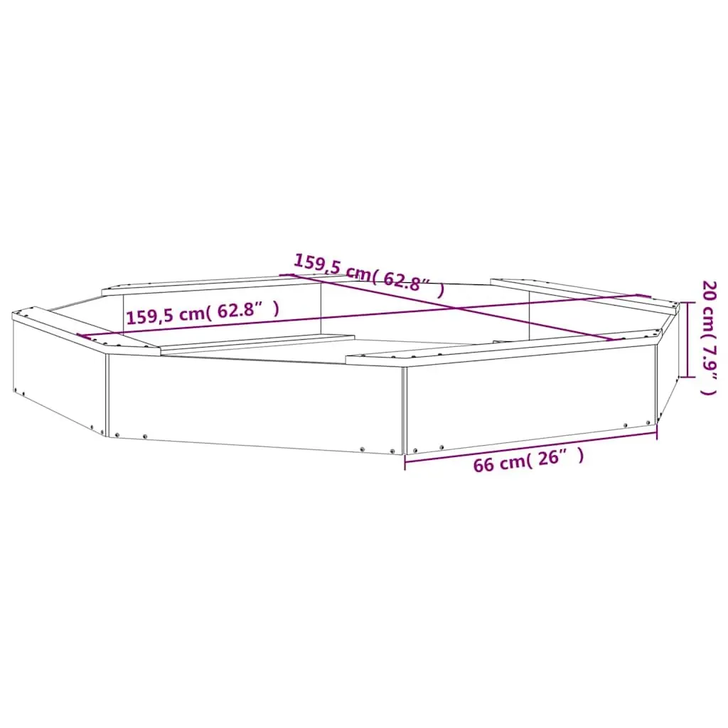 Octagon Wooden Sandbox with Integrated Seating