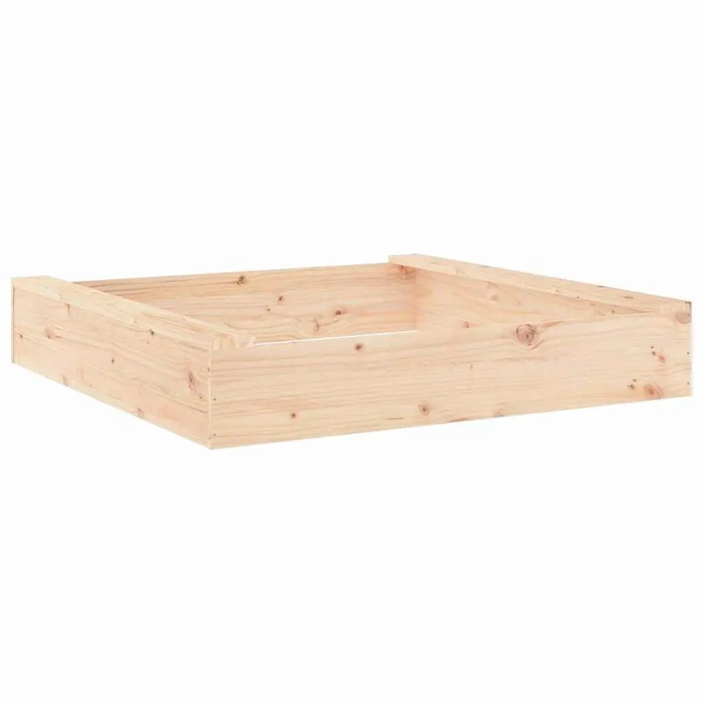 Wooden Sandbox Solid Pine Wood Square Brown Outdoor Play Sand Pit with Seats