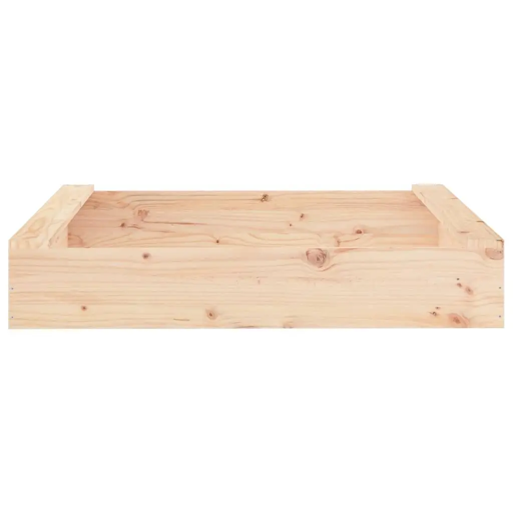 Wooden Sandbox Solid Pine Wood Square Brown Outdoor Play Sand Pit with Seats