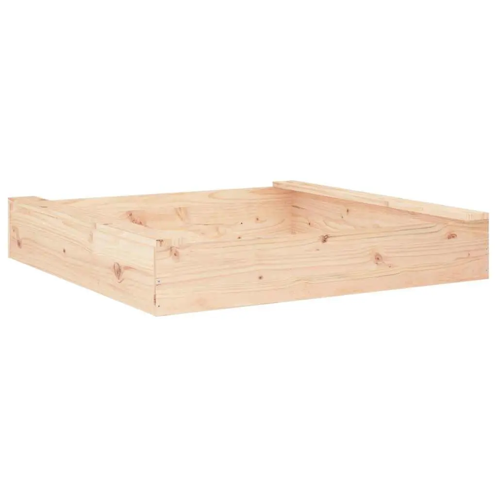 Wooden Sandbox Solid Pine Wood Square Brown Outdoor Play Sand Pit with Seats