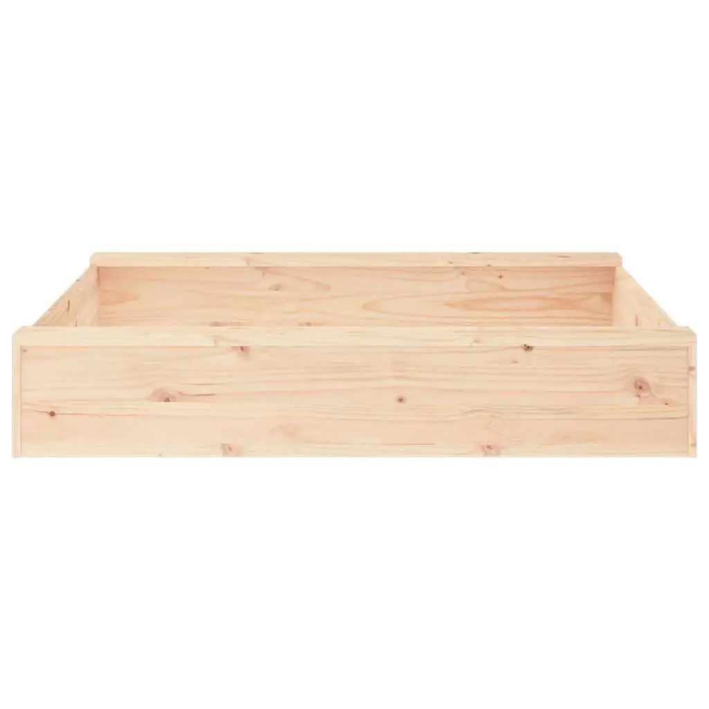 Wooden Sandbox Solid Pine Wood Square Brown Outdoor Play Sand Pit with Seats
