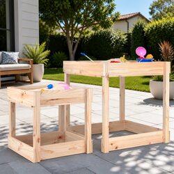 Solid Pine Wood Sand Tables - 2 pcs for Outdoor Fun