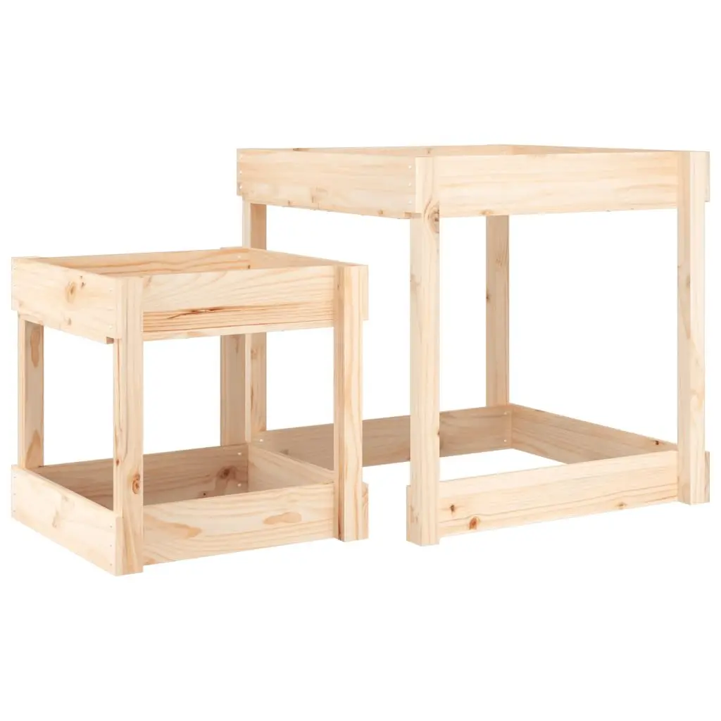 Wooden Sand Tables 2 pcs Solid Pine Wood Kids Outdoor Play Sensory Activity