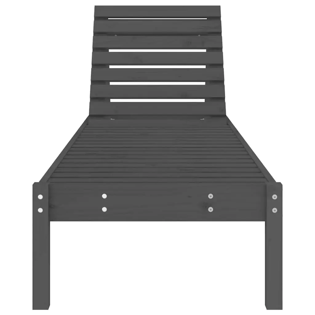 Sun Loungers Solid Pine Wood Grey Adjustable Backrest 2 Piece Outdoor Garden Patio Chairs