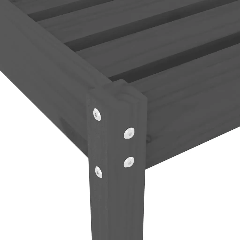 Sun Loungers Solid Pine Wood Grey Adjustable Backrest 2 Piece Outdoor Garden Patio Chairs
