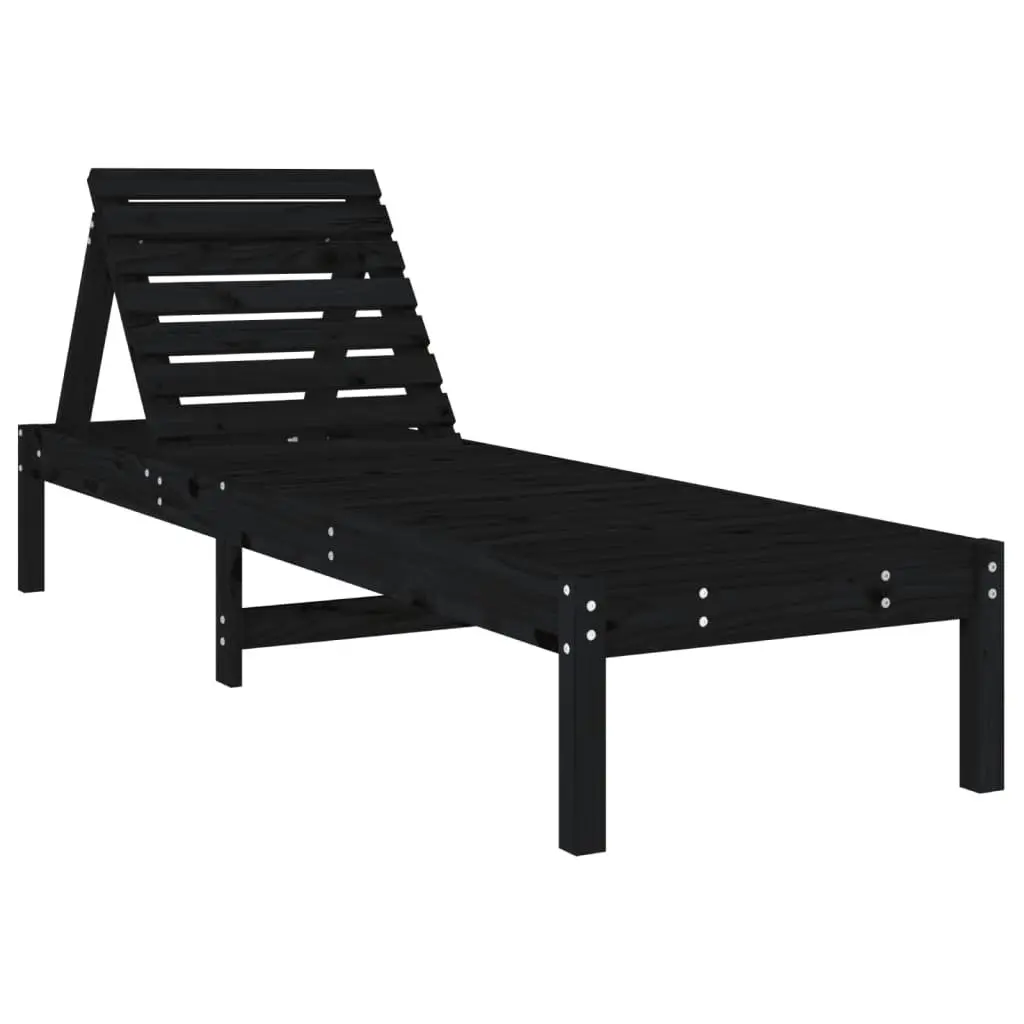 Black Adjustable Backrest Sun Lounger for Outdoors