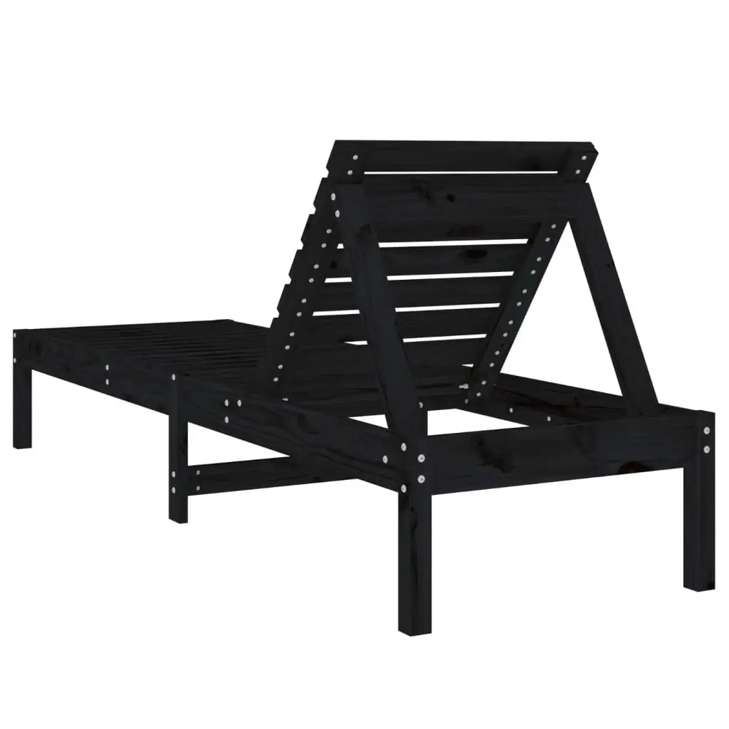 Black Adjustable Backrest Sun Lounger for Outdoors