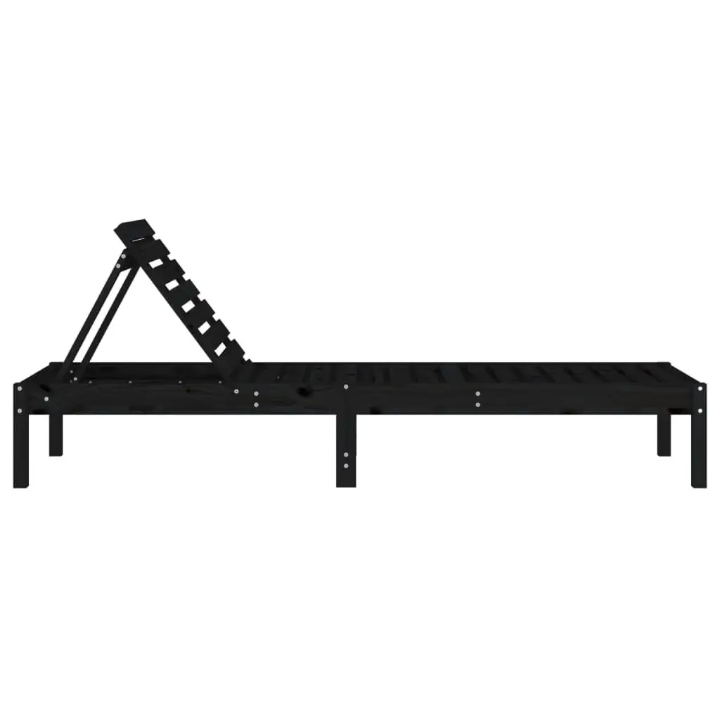 Black Adjustable Backrest Sun Lounger for Outdoors
