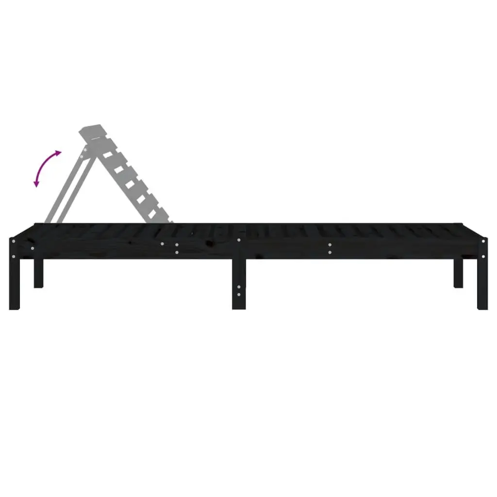 Black Adjustable Backrest Sun Lounger for Outdoors