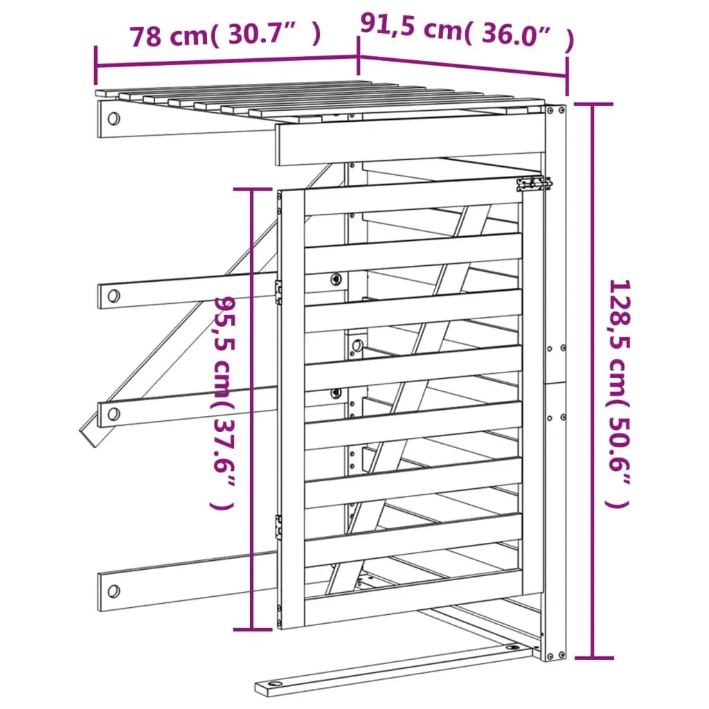 Solid Pine Wood Wheelie Bin Storage Extension for Outdoor Waste
