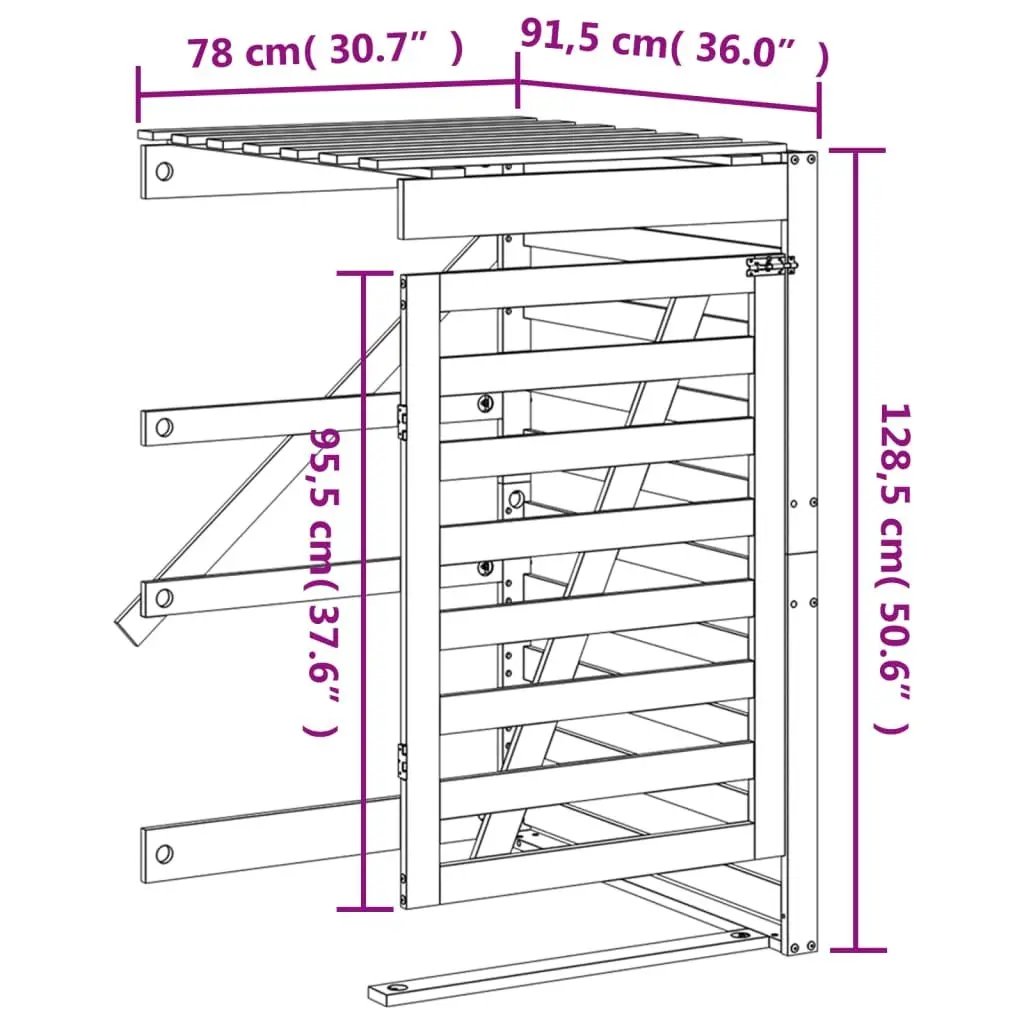 Solid Pine Wood Wheelie Bin Storage Extension