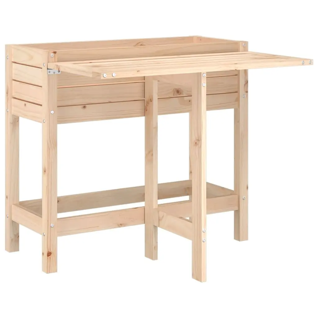 Solid Wood Garden Planter with Folding Tabletop