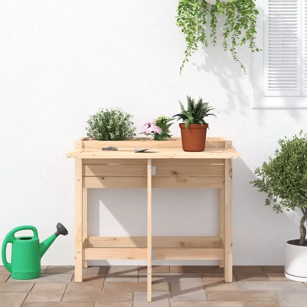 Solid Wood Garden Planter with Folding Tabletop