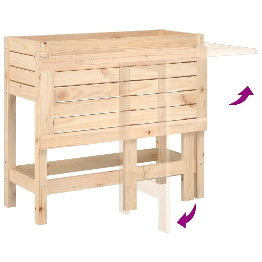 Solid Wood Garden Planter with Folding Tabletop