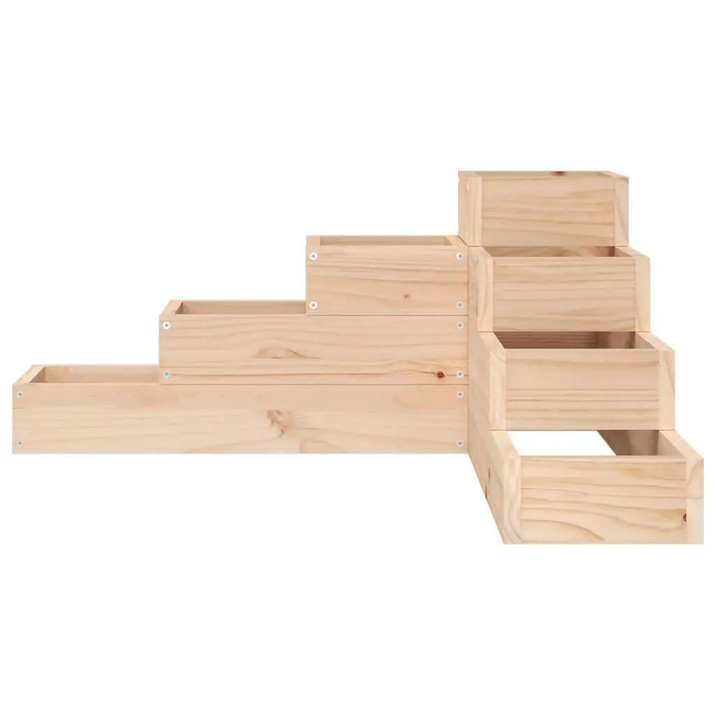 Garden Planter 4-Tier Wooden Flower Plant Box Corner L-Shaped Outdoor Patio Deck