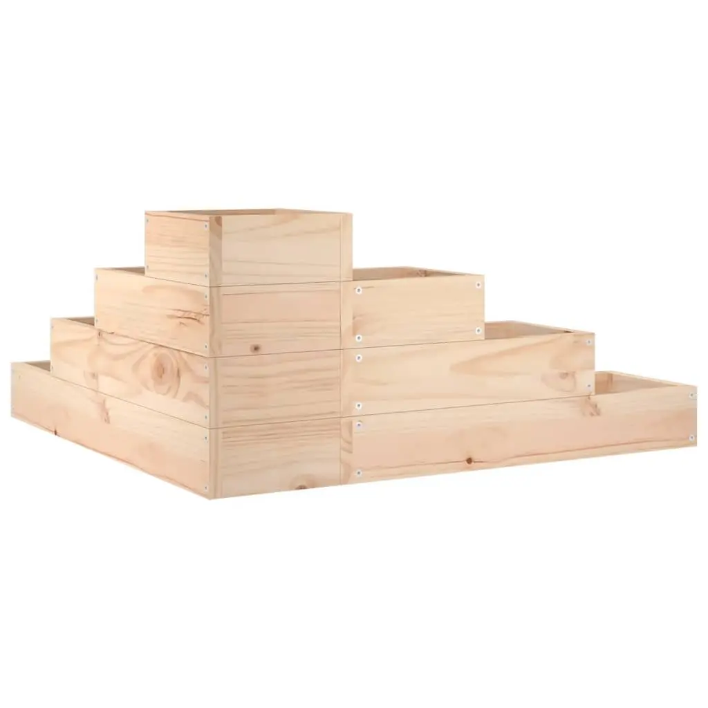 Garden Planter 4-Tier Wooden Flower Plant Box Corner L-Shaped Outdoor Patio Deck