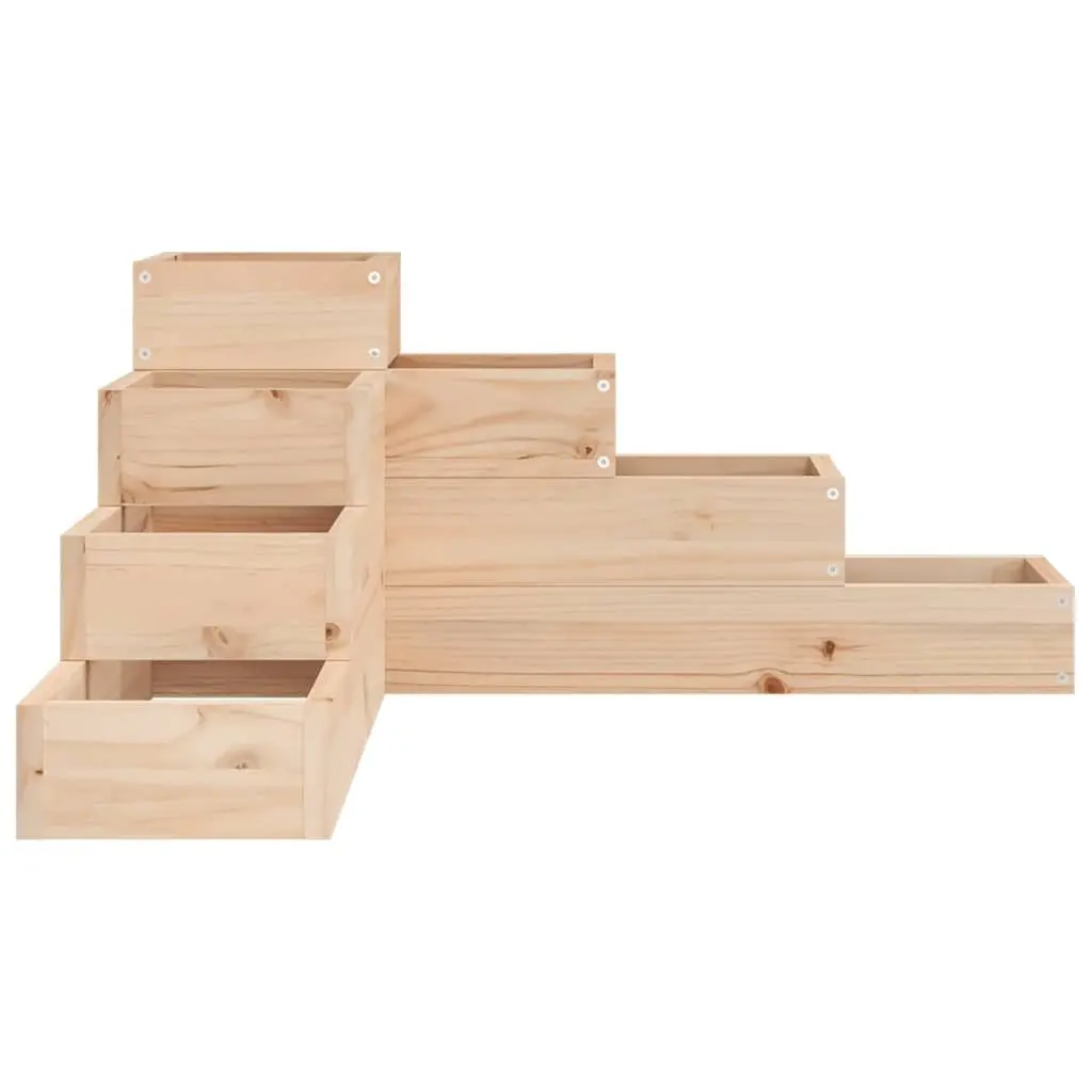 Garden Planter 4-Tier Wooden Flower Plant Box Corner L-Shaped Outdoor Patio Deck