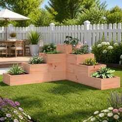 Durable 4-Tier Wooden Corner Garden Planter Box