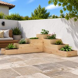 Sturdy 4-Tier Wooden Garden Planter for Outdoor Use
