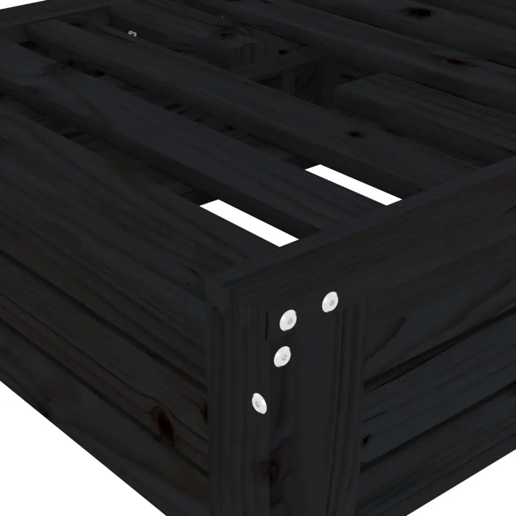 Black Solid Pine Wooden Parasol Base Cover & Table