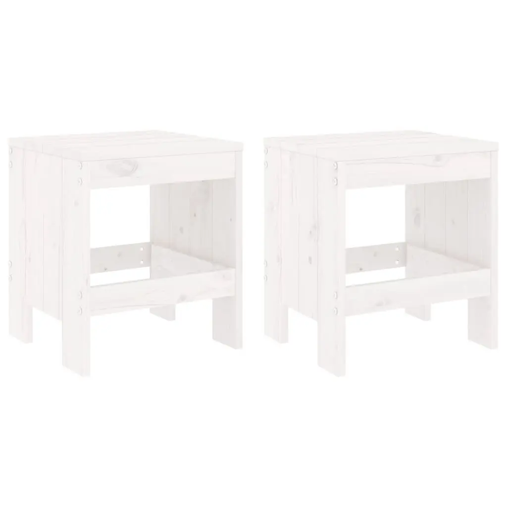 Outdoor Garden Stools Solid Pine Wood 40 x 36 x 45 cm White 2 Piece