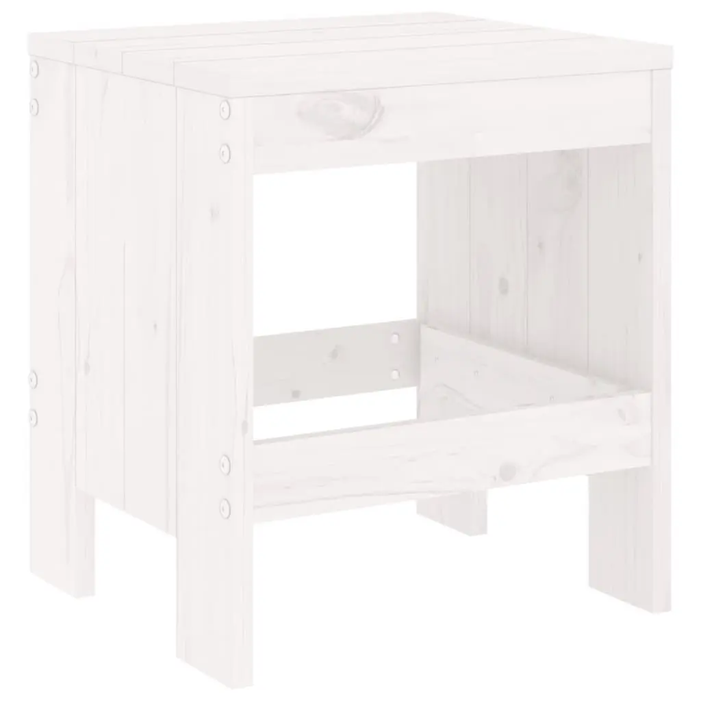 Outdoor Garden Stools Solid Pine Wood 40 x 36 x 45 cm White 2 Piece
