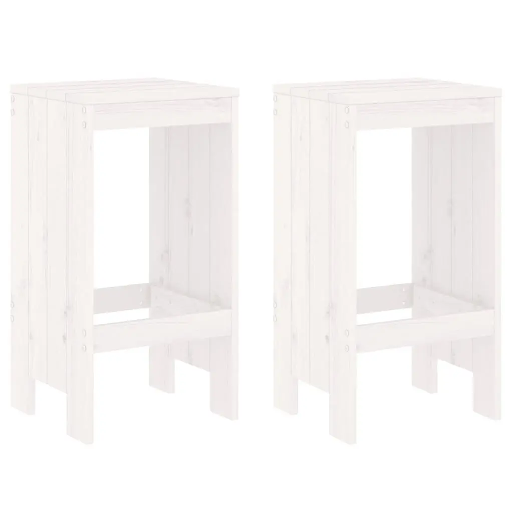 Bar Stools 2 pcs White 40x36x75 cm Solid Pine Wood Outdoor Seating