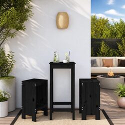 Sturdy Black Wooden Bar Stools – 2 Pack for Outdoors