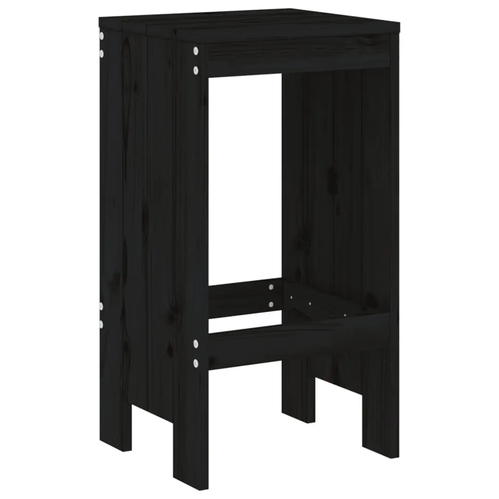 Bar Stools Solid Pine Wood 40x36x75 cm Black 2 pcs Outdoor Patio Balcony Chairs