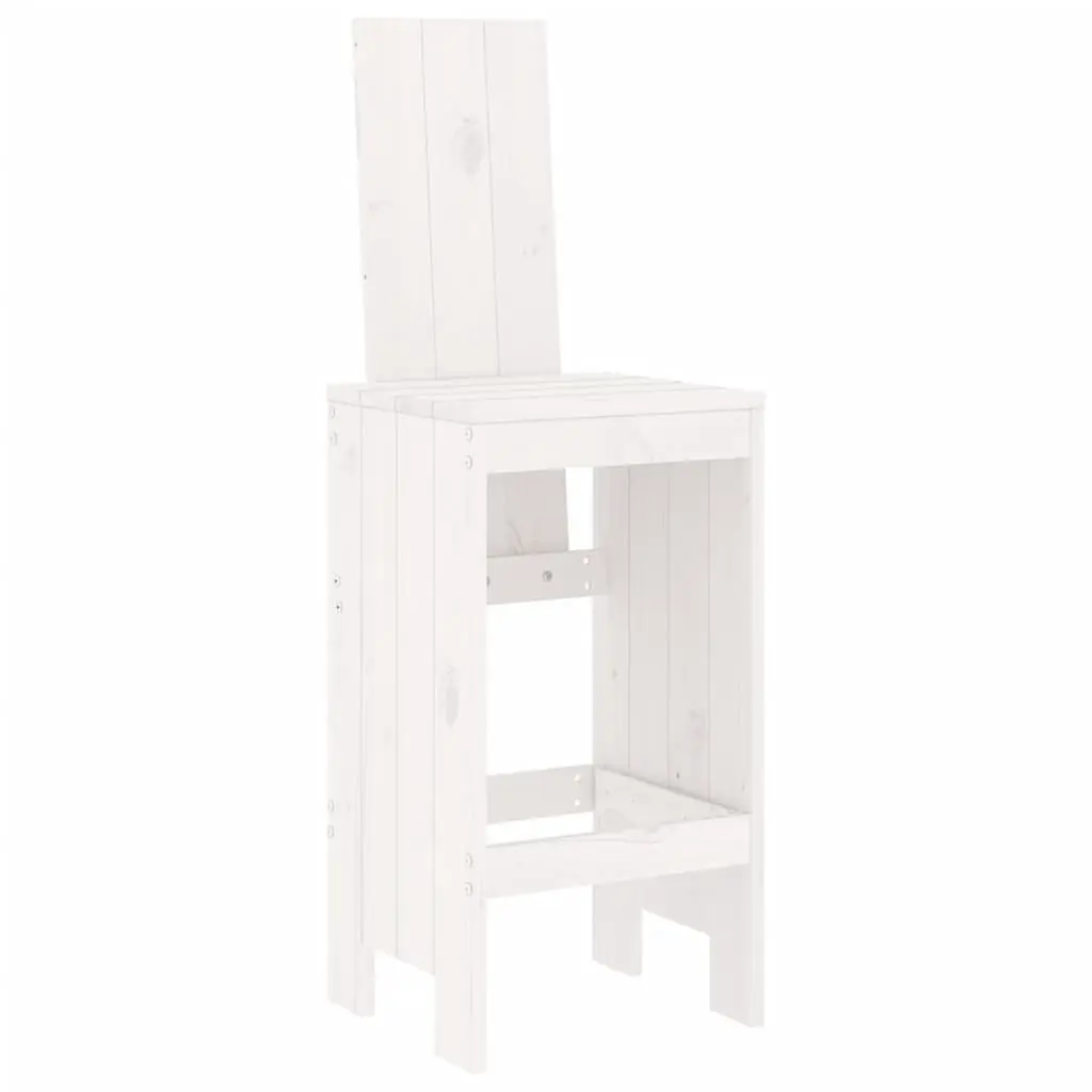 Bar Stools 2 pcs White Solid Wood Pine Seat Height 75 cm